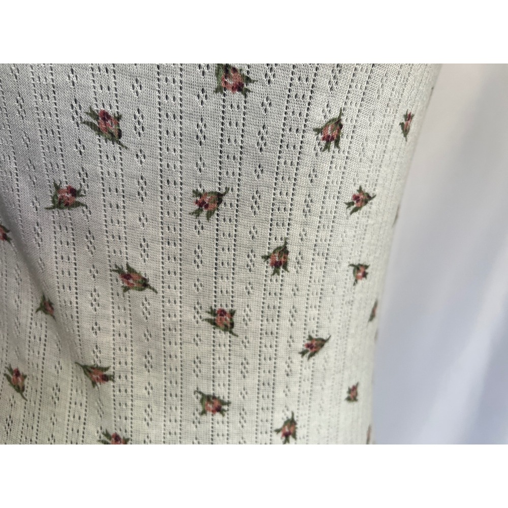 Ultra Flirt Women Gardenia White Floral Rosebud Pointelle Lace Tank Top Medium - Picture 6 of 14